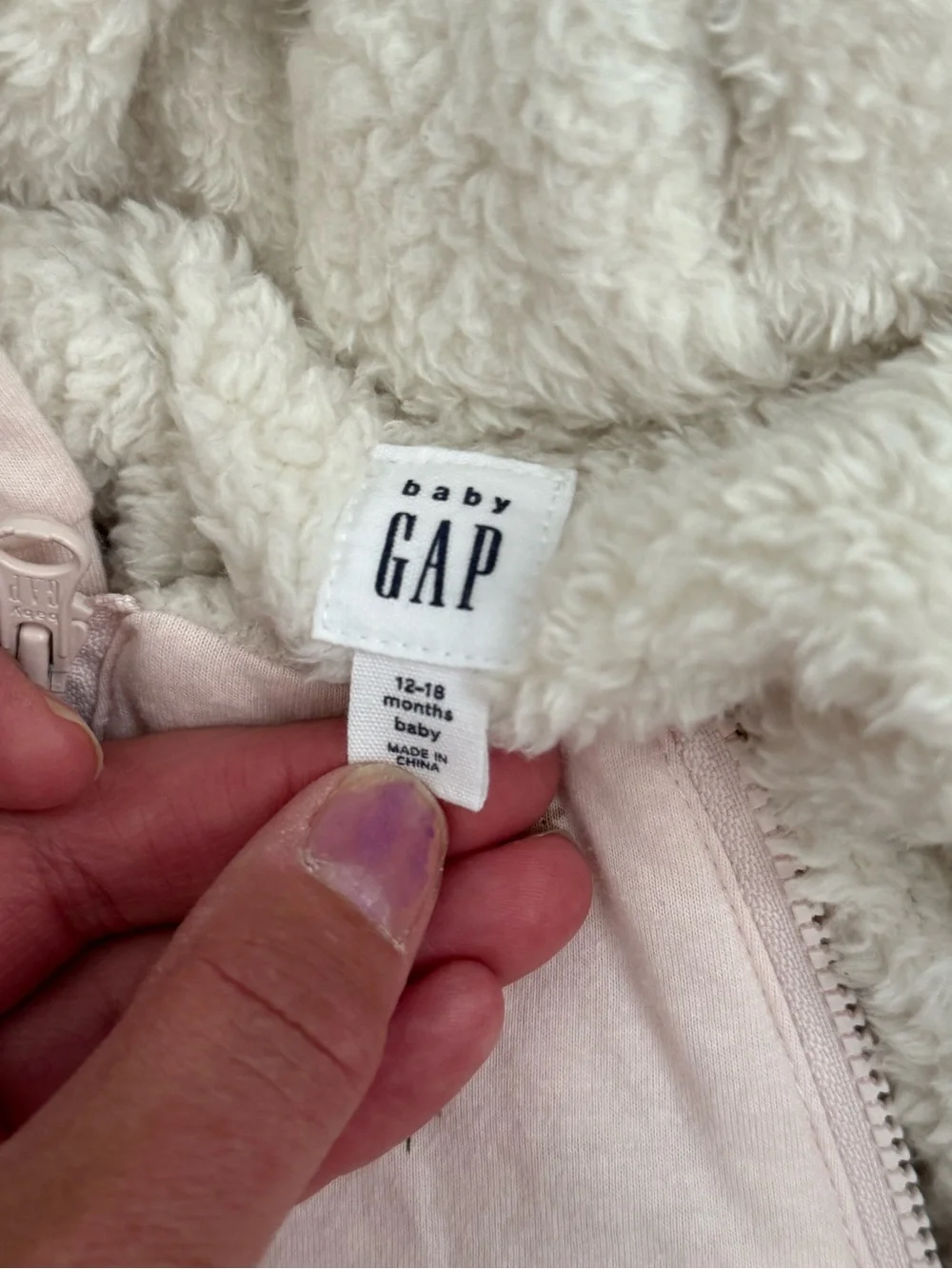 GAP Baby Cream and Light Pink Plush Jacket